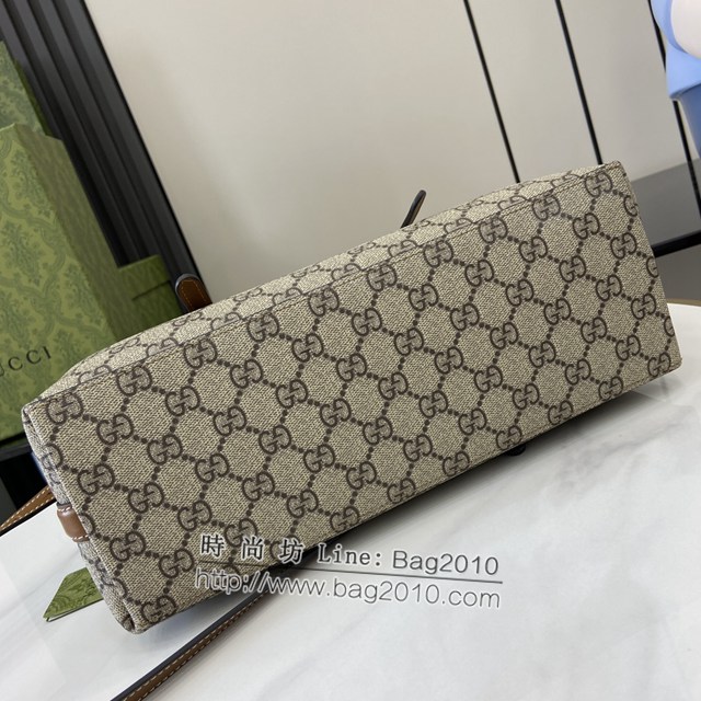 Gucci專櫃古馳最新款購物袋GG圖案條紋織大號肩背包 jh1996型號：815214
